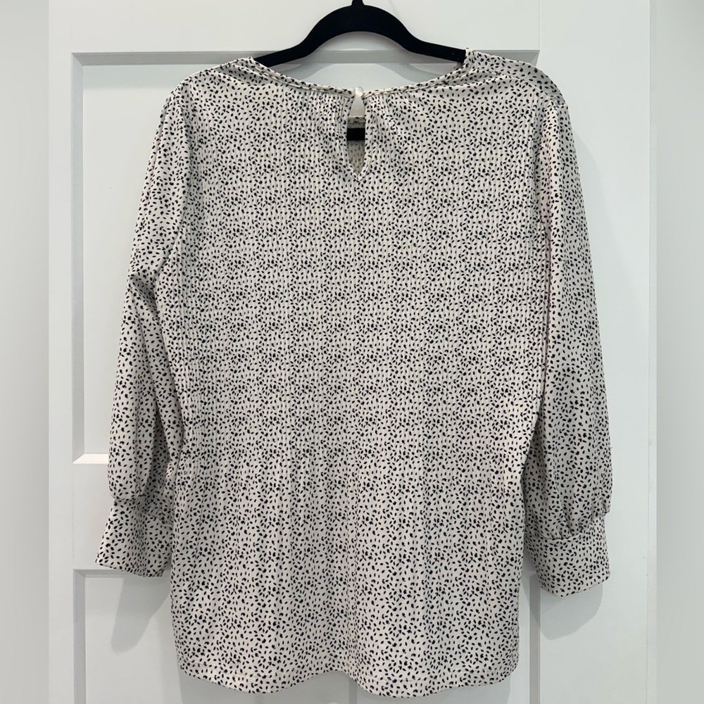 Adrianna Papell Cream & Black Print Blouse, Business Casual Top- Size‎ Small - Picture 8 of 9